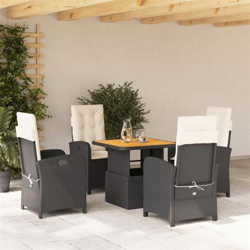 Non Communiqué Noir Salon De Jardin Vidaxl Rotin 5 Pieces 80 X 80 X 71 Cm
