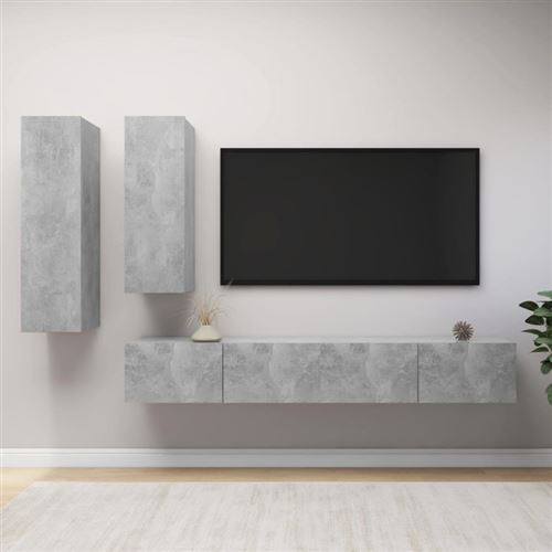 Non Communiqué Gris Ensemble De Meuble Tv 4 Pcs Béton Bois D Ingénierie