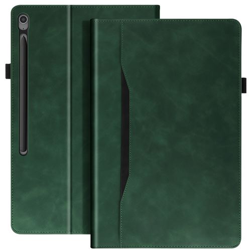 Non Communiqué Vert Foncé Étui Pour Samsung Tab S10 Fe Plus Clapet Portefeuille Support Vidéo Avizar