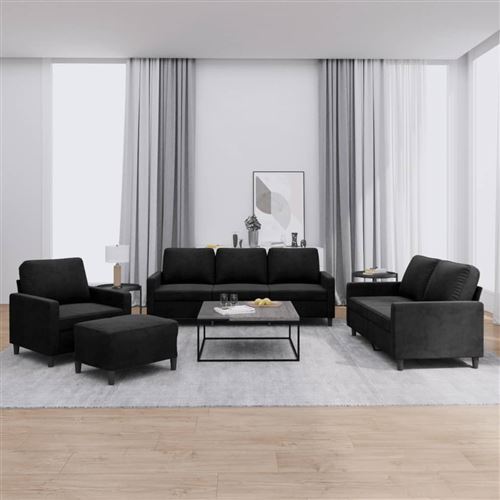 Non Communiqué Noir Vidaxl Ensemble De Canapés 4 Pcs Avec Coussins Velours3201491
