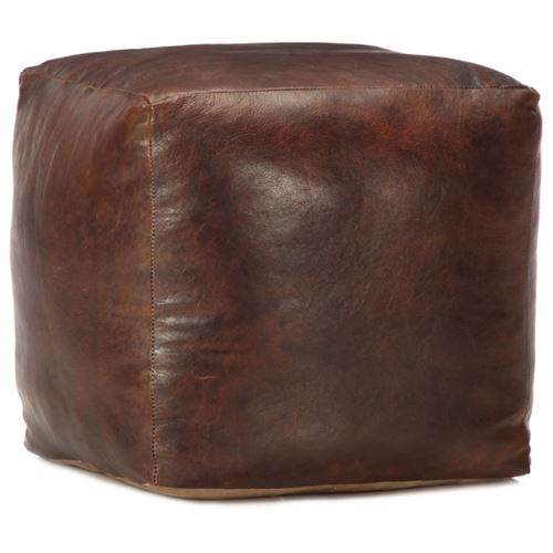 Vidaxl vidaXL Pouf 40 x 40 x 40 cm Marron fonc&eacute; Cuir v&eacute;ritable de ch&egrave;vre