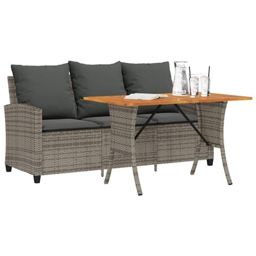 Divano Da Giardino A 3 Posti Cuscini&tavolo Grigio Polyrattan - Vidaxl