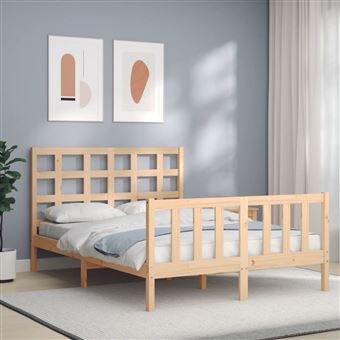 The Living Store Cadre de lit sans matelas 120x200 cm bois massif - Lit Double - Cadre Lit