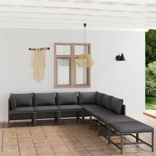 Non Communiqué Gris Salon De Jardin Modulable Vidaxl Polyethylene 8 Personnes 8 Pieces
