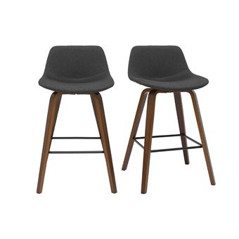 Tabouret de bar fixe velours noir et pied métal noir H78 MONTI - Miliboo