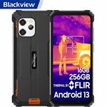 Blackview BV8900 Téléphone Portable Incassable Android 13 6,5 2,4K 16Go+256Go Caméra 64MP FLIR Amélioré 10380mAh NFC GPS - Orange