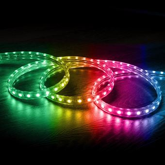 TechBrey Ruban LED RGB 220V SMD 60 LED/m 15W/m SILICONE FLEX Largeur 12mm Coupe 100cm IP67 avec Télécommande Sur mesure 1 m - 1