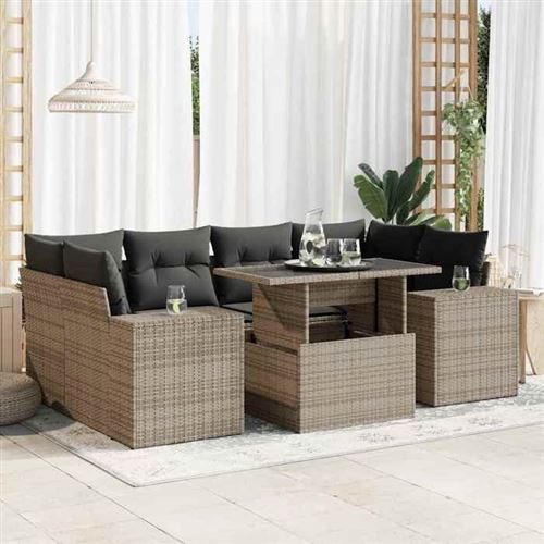 Non Communiqué Gris Salon De Jardin Modulable Vidaxl Resine 7 Pieces 7 Personnes