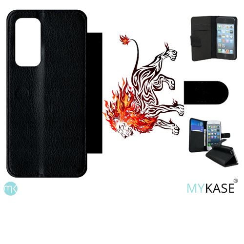 Etui My-Kase pour P40 - lion en feu - Simili-cuir Noir