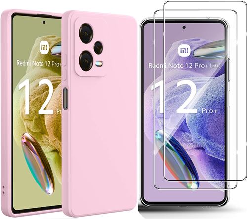 Coque Silicone Rose + 2 Verres Trempes Pour Xiaomi Redmi Note 12 Pro Plus Little Boutik©