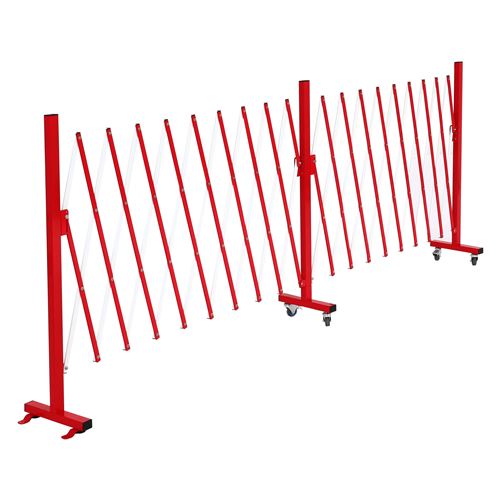 Barrière en aluminium MENDLER HWC-B34 avec roulettes extensible 110x60-500cm rouge-blanc