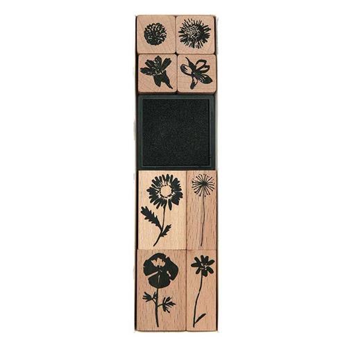 8 tampons en bois - fleurs sauvages - Rico Design