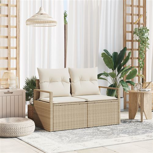 vidaXL Garten-Sofa mit Kissen 120 x 62 x 69 cm Poly-Rattan