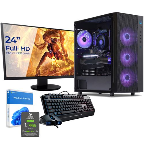 Sedatech Pack PC Gamer • Intel i7-9700F • RX6600 XT • 8Go RAM • 500Go SSD M.2 • 2To HDD • Windows • Moniteur 23.6