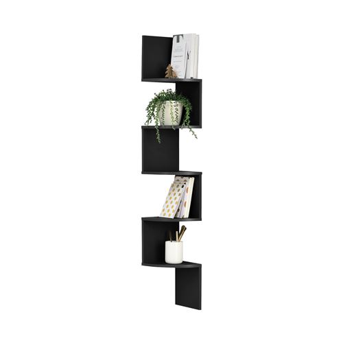 [en.casa] Étagère murale noir mat design rétro model 12