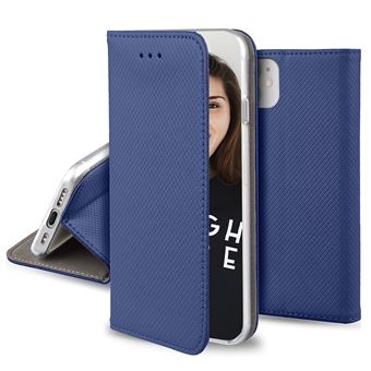 JAYM - Etui Folio Bleu compatible avec Apple iPhone 16 Plus – Fermeture Magnetique – Fonction cinéma Stand – Rangement cartes inclus - 1