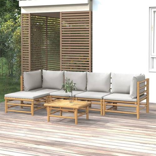 Non Communiqué Gris Salon De Jardin Modulable Vidaxl 5 Personnes Bambou 69 X 55 X 65 Cm 6 Pieces