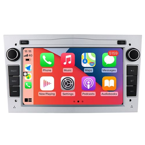 Autoradio Multimédia RoverOne CarPlay Android GPS pour Opel Astra Zafira Vectra Combo Antara Vivaro Meriva Corsa / Argent
