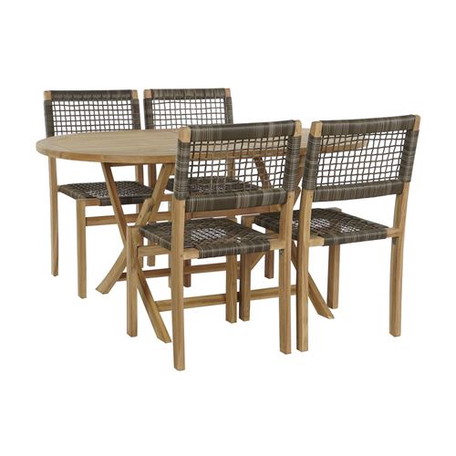 Ensemble Table avec 4 Chaises DKD Home Decor Teck 90 cm 150 x 90 x 75 cm