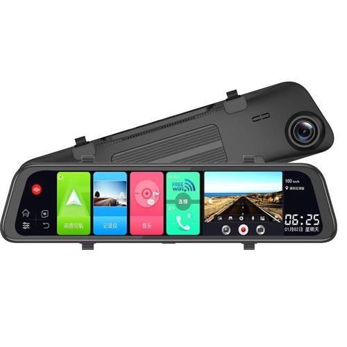 Caméra de voiture D20 1080P 12 pouces écran tactile double objectif noir