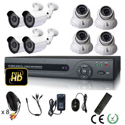 kit vidéo surveillance Mecer Full HD 8 caméras 2 Mpx