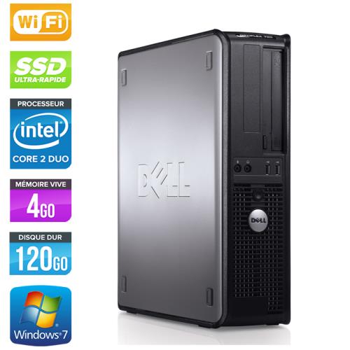 Unité centrale Dell Optiplex 780 Desktop - Gris - Intel Core 2 Duo E7500 / 2.93 GHz - RAM 4 Go - SSD 120 Go - DVD - Gigabit Ethernet - Wifi - Windows