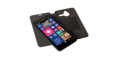 Krusell Kiruna FolioSkin Partner - Flip cover voor mobiele telefoon - echt leer - zwart - voor Microsoft Lumia 640 XL