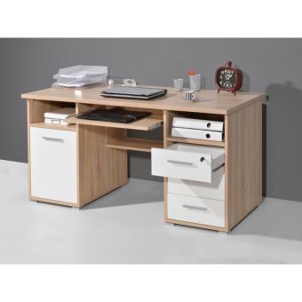 Bureau Informatique Avec Caisson Tiroirs Niches En Bois L145xh75cm