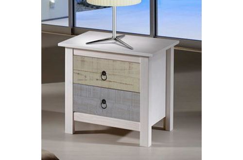 Chevet en bois massif avec 2 tiroirs Hauteur 49cm FLORA