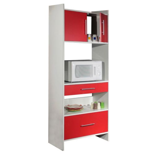 Meuble Desserte Micro Ondes L70xp40xh180cm Simply Blanc Rouge
