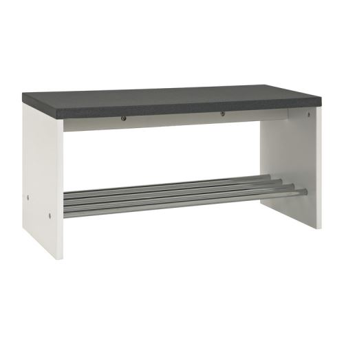 Meuble à chaussure acier et bois avec banc décor granit L91xH40cm MARTIN 1