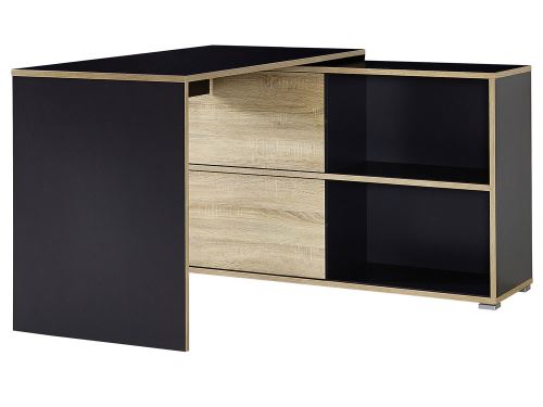 Bureau design en bois avec portes coulissantes L120 cm SLIDE - Anthracite/Chêne