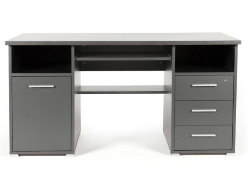 Bureau Informatique Avec Caisson Tiroirs Niches En Bois L145xh75cm Prima Gris Anthracite Achat Prix Fnac