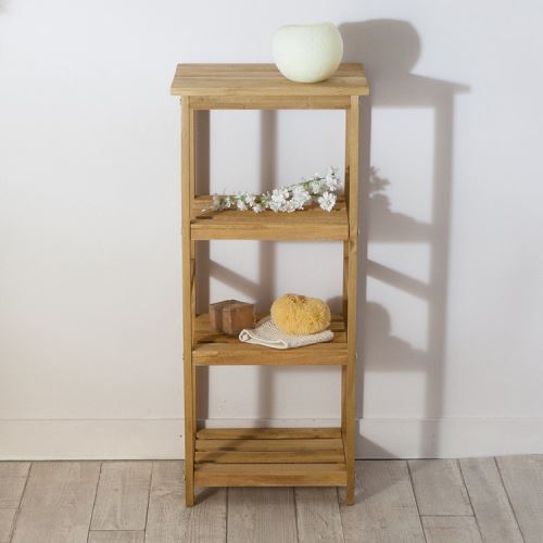 Etagère 4 niveaux en sapin massif - L38xP27xH87cm TANGER - Chêne clair