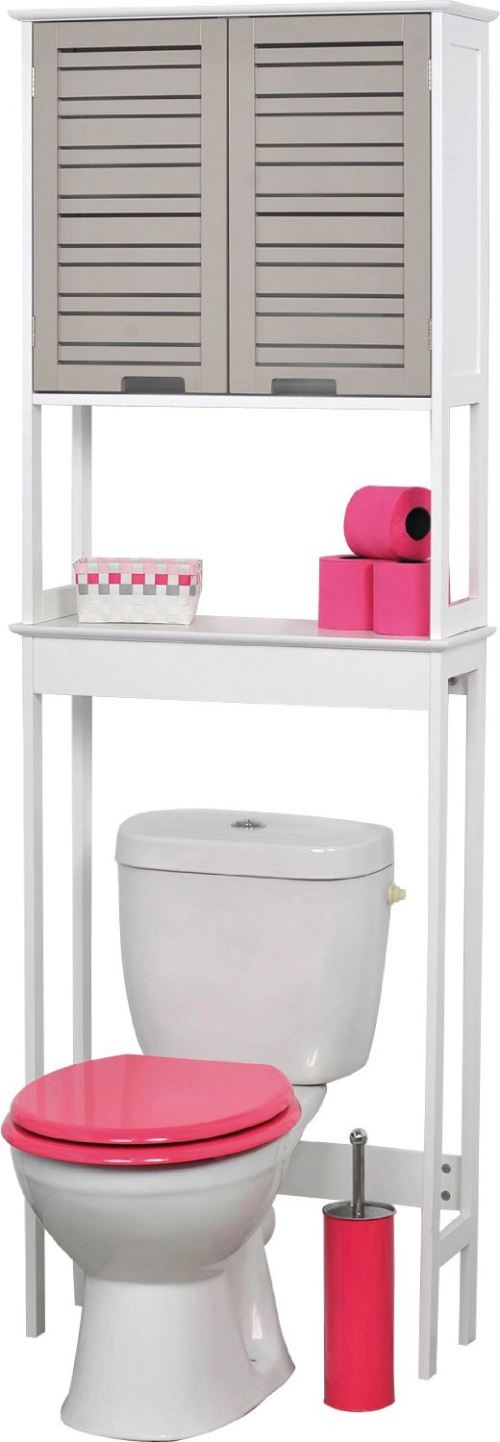 Meuble dessus toilettes WC - 2 portes et 1 tablette - Esprit Charme