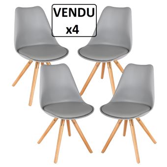 Lot De 4 Chaises Confortables Style Scandinave Gris Achat