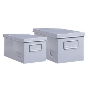 Set De 2 Caisses De Rangement En Metal Esprit Cantine Gris