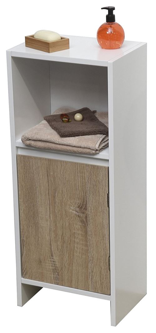 Colonne Meuble bas de salle de bain - 1 porte et 1 niche - Scandinave