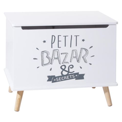 Coffre de rangement en bois pour enfants - GRIS et BLANC