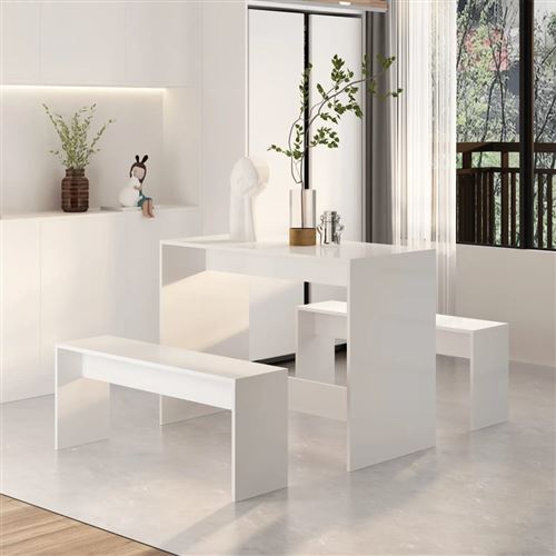 VIDAXL Ensemble de meubles de cuisine 14 pcs Blanc Agglomere
