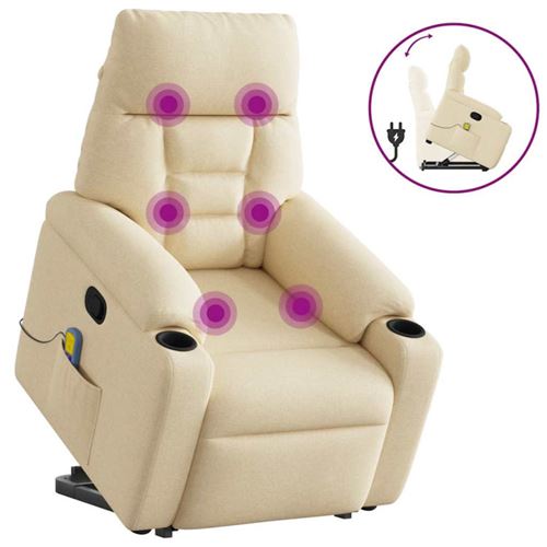 Non Communiqué Crème Fauteuil Inclinable De Massage Tissu