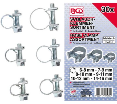 Colliers de durite à machoires, assortiment de 30 colliers