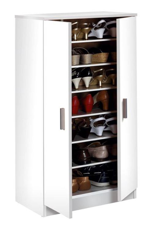 Meuble à chaussures coloris Blanc, 55 x 36 x 108 cm -PEGANE-