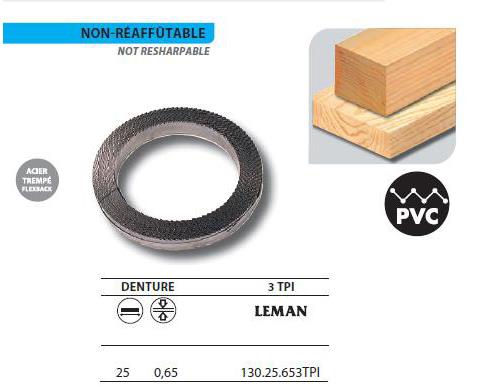 Leman - 1 Rouleau de 50 mètres Lame scie à ruban en acier trempé Flexback 25x0,65 3TPI