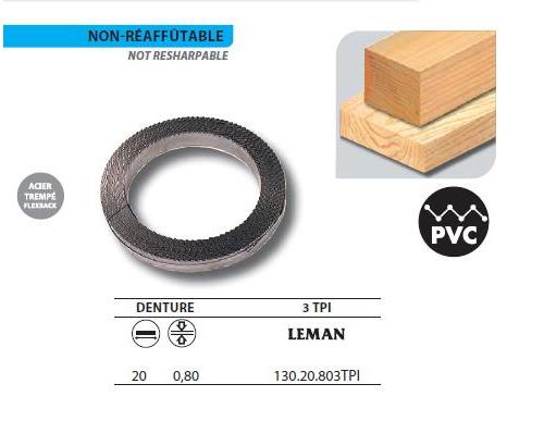 Leman - 1 Rouleau de 50 mètres Lame scie à ruban en acier trempé Flexback 20x0,80 3TPI