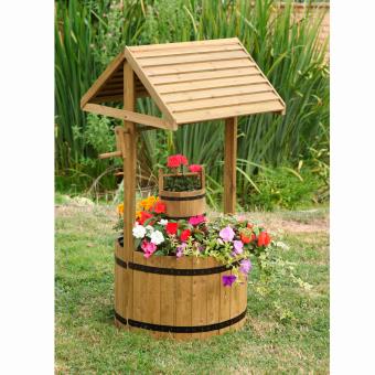 16 08 Sur Puits En Bois 100x48cm Decoration D Exterieur Achat