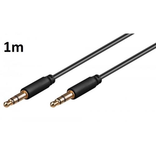 Cable 1m pour ZTE AXON 7 MINI Voiture Musique Audio Double Jack Male 3.5 mm NOIR (Cable)