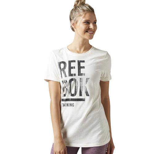 Reebok T-shirt Training Split blanc cassé Taille L Adulte Femme