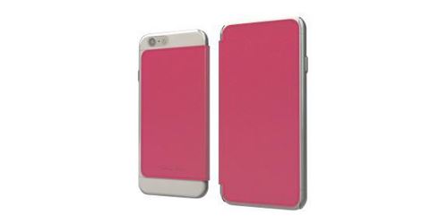Muvit Made in Paris Crystal Folio - Flip cover voor mobiele telefoon - polyurethaan, polycarbonaat - roze - voor Apple iPhone 6 Plus