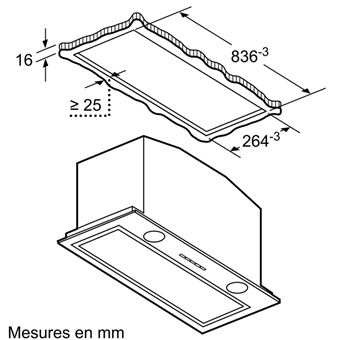 Neff N 70 D58ML66N1 - Hotte - groupe filtrant - Niche - largeur : 83.6 cm - profondeur : 26.4 cm - extraction et recirculation (avec kit de recirculation supplémentaire) - avec moteur interne - acier inoxydable
